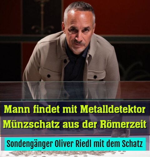 Sondengänger Oliver Riedl mit dem Schatz