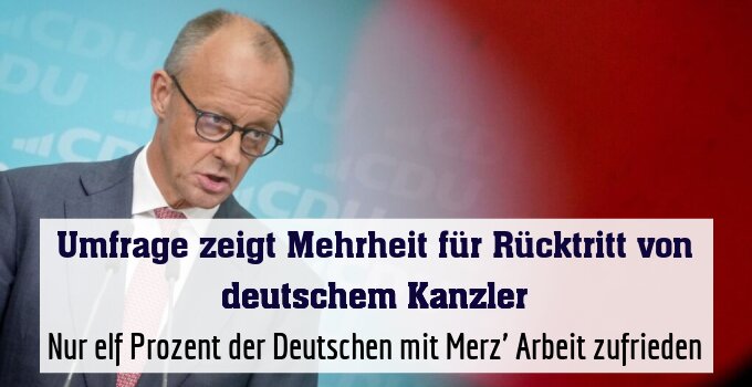 Nur elf Prozent der Deutschen mit Merz' Arbeit zufrieden