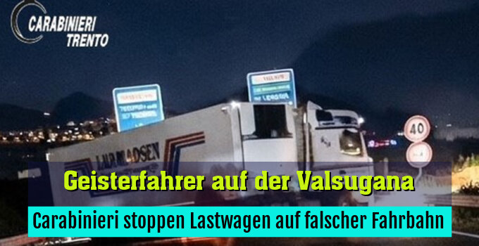 Carabinieri stoppen Lastwagen auf falscher Fahrbahn
