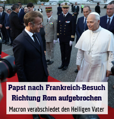 Macron verabschiedet den Heiligen Vater