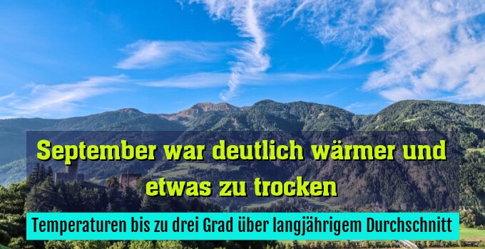 Temperaturen bis zu drei Grad über langjährigem Durchschnitt