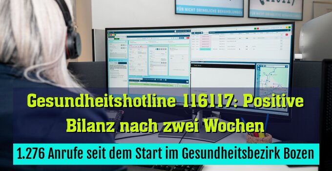 1.276 Anrufe seit dem Start im Gesundheitsbezirk Bozen
