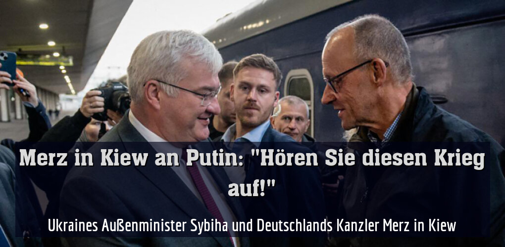 Ukraines Außenminister Sybiha und Deutschlands Kanzler Merz in Kiew