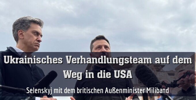 Selenskyj mit dem britischen Außenminister Miliband