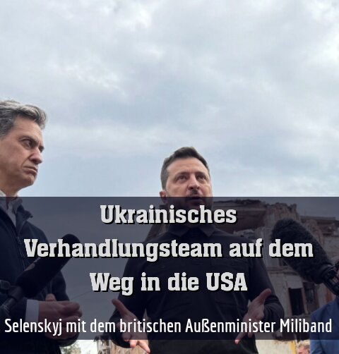 Selenskyj mit dem britischen Außenminister Miliband