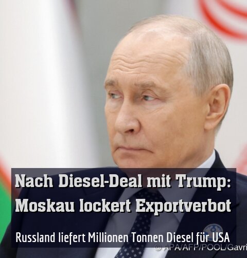 Russland liefert Millionen Tonnen Diesel für USA