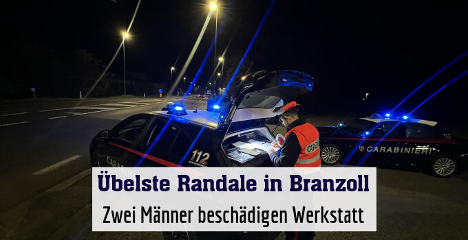 Zwei Männer beschädigen Werkstatt
