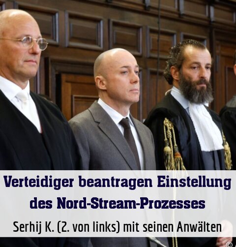 Serhij K. (2. von links) mit seinen Anwälten