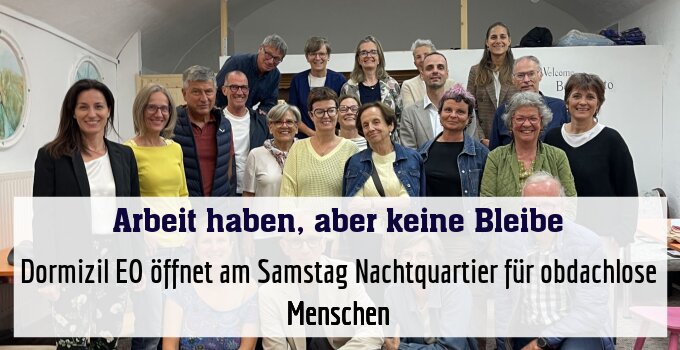 Dormizil EO öffnet am Samstag Nachtquartier für obdachlose Menschen