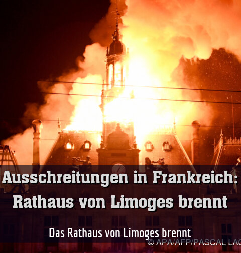 Das Rathaus von Limoges brennt