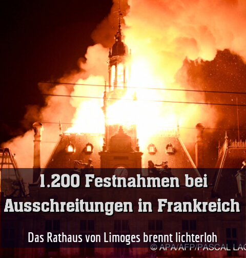 Das Rathaus von Limoges brennt lichterloh