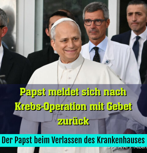 Der Papst beim Verlassen des Krankenhauses