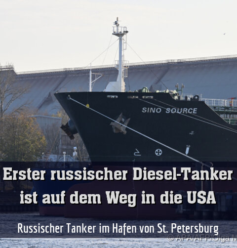 Russischer Tanker im Hafen von St. Petersburg