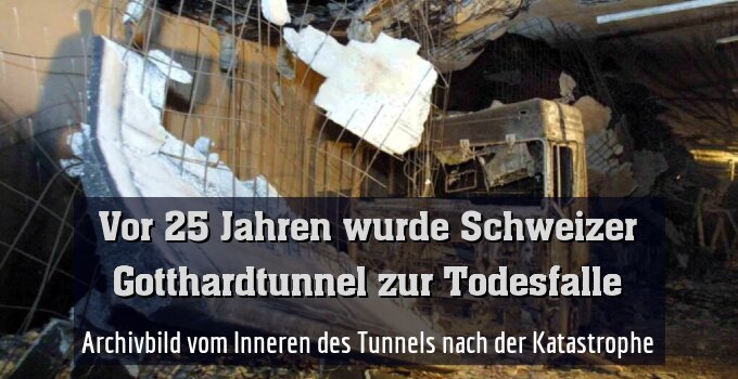 Archivbild vom Inneren des Tunnels nach der Katastrophe