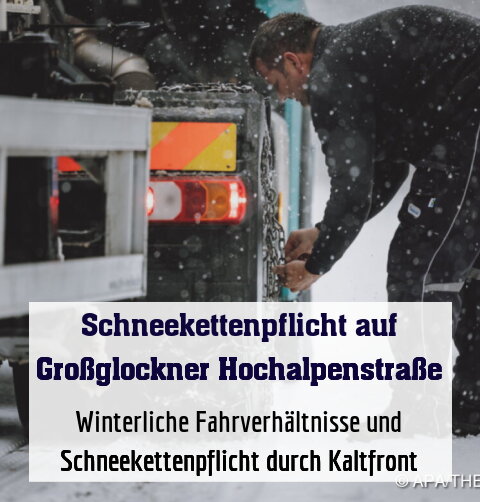 Winterliche Fahrverhältnisse und Schneekettenpflicht durch Kaltfront