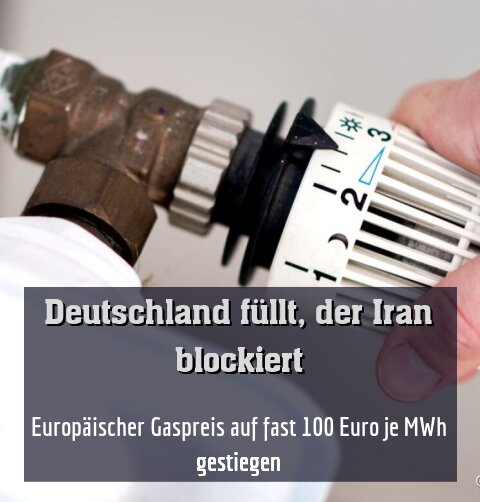Europäischer Gaspreis auf fast 100 Euro je MWh gestiegen
