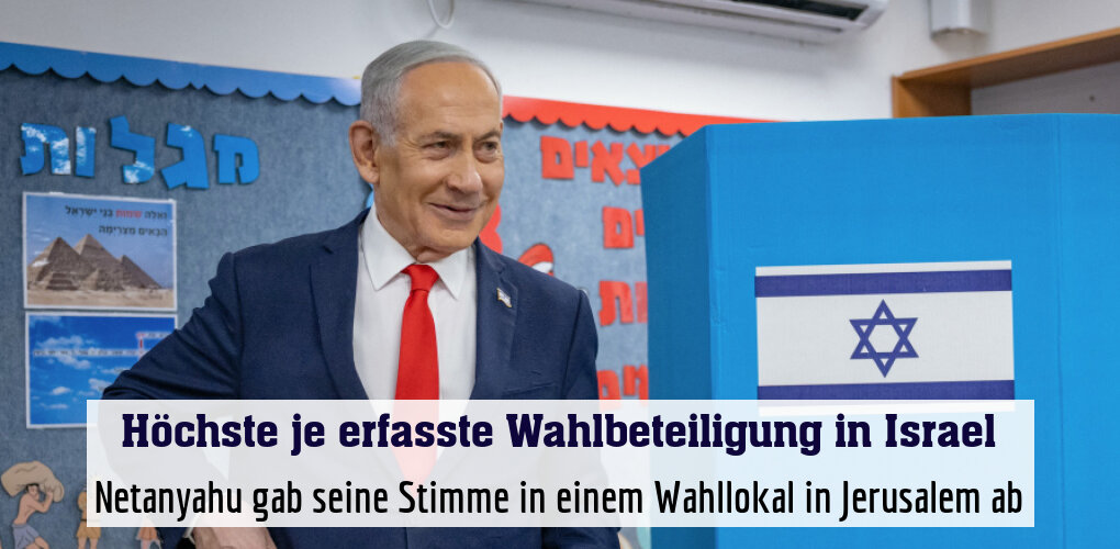 Netanyahu gab seine Stimme in einem Wahllokal in Jerusalem ab
