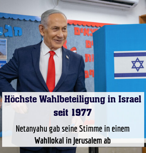 Netanyahu gab seine Stimme in einem Wahllokal in Jerusalem ab
