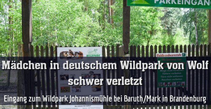 Eingang zum Wildpark Johannismühle bei Baruth/Mark in Brandenburg