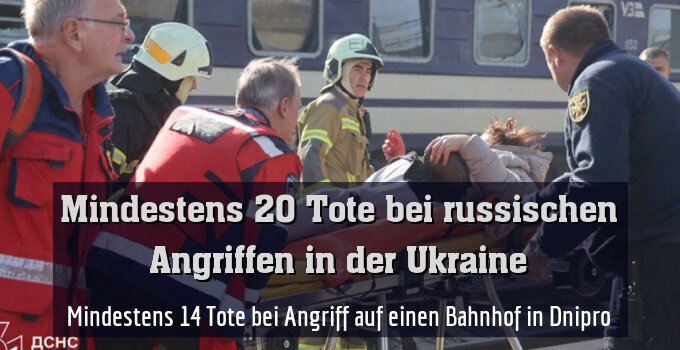 Mindestens 14 Tote bei Angriff auf einen Bahnhof in Dnipro