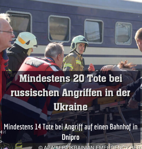 Mindestens 14 Tote bei Angriff auf einen Bahnhof in Dnipro