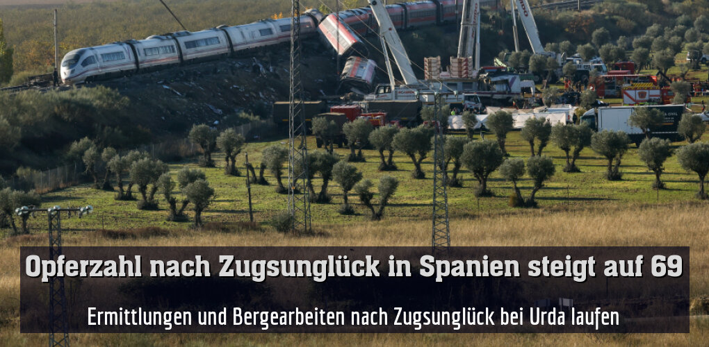 Ermittlungen und Bergearbeiten nach Zugsunglück bei Urda laufen