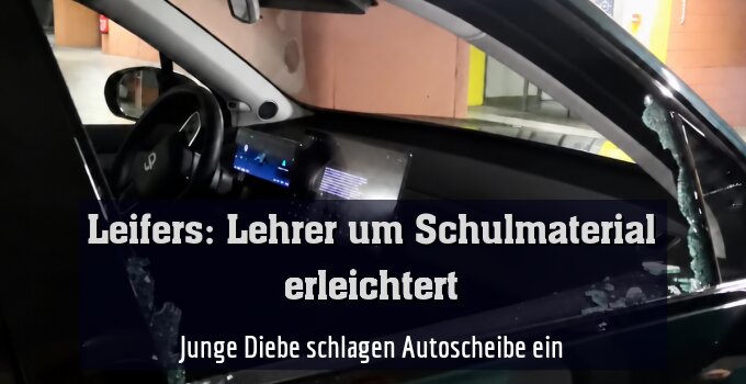 Junge Diebe schlagen Autoscheibe ein