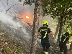 Waldbrand oberhalb von Bozen: Löschhubschrauber im Einsatz