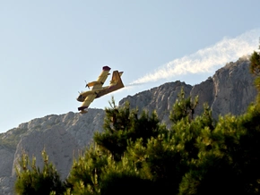 Touristen fliehen vor Waldbrand an Kroatiens Adria-Küste