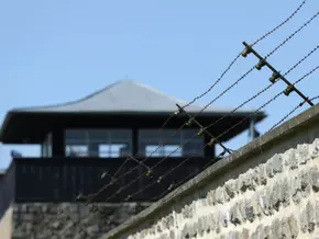 Befreiungsfeier des KZ Mauthausen mit Blick auf Täter