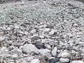 Gerölllawine in den Dolomiten