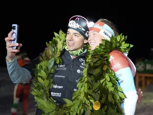 Mich und Nerdrum jubeln beim Moonlight Classic Seiser Alm