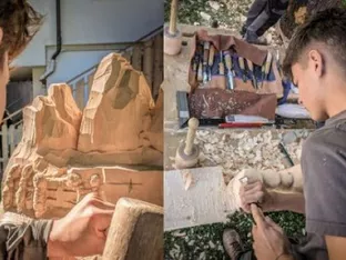Ameisen aus Holz erzählen vom Menschen in den Bergen