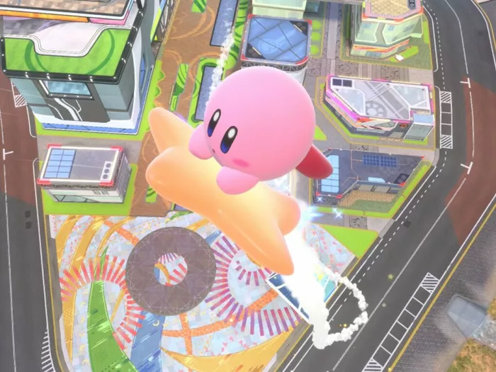 Auf dem Stern über die Strecke: "Kirby Air Riders"