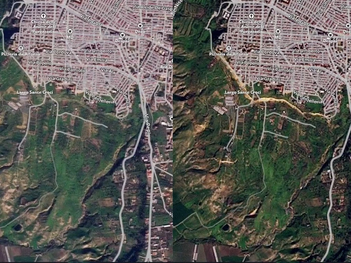 Satellitenbilder zeigen Erdrutsch auf Sizilien