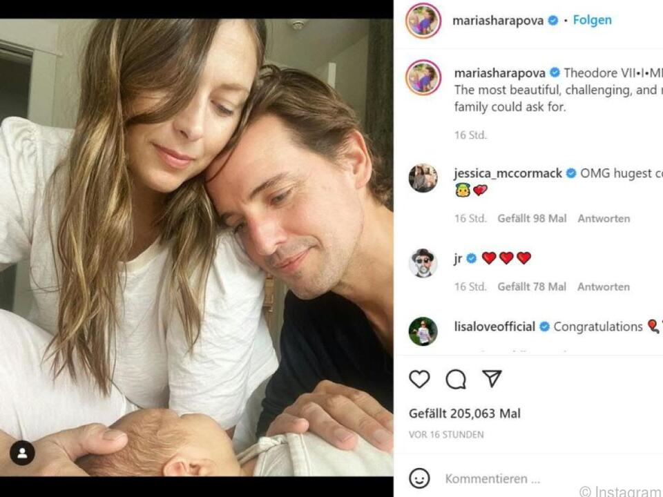 Scharapowa begrüßte Sohn Theodore auf ihrem Instagram-Konto