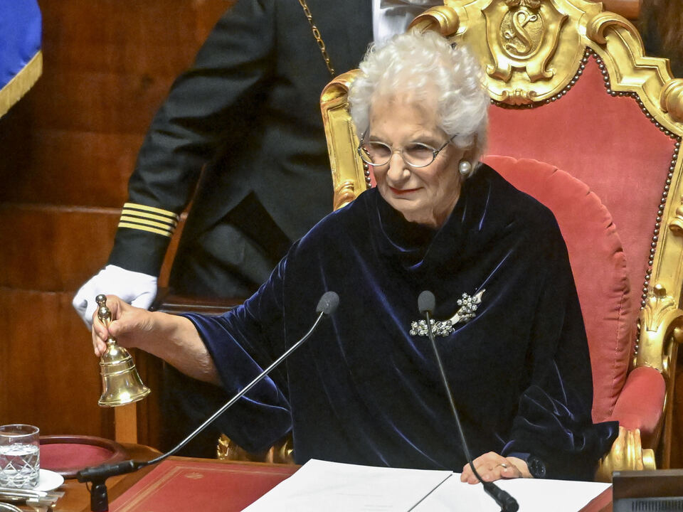 La senatrice Liliana Segre, apre la seduta del Senato, Roma, 13 ottobre 2022.