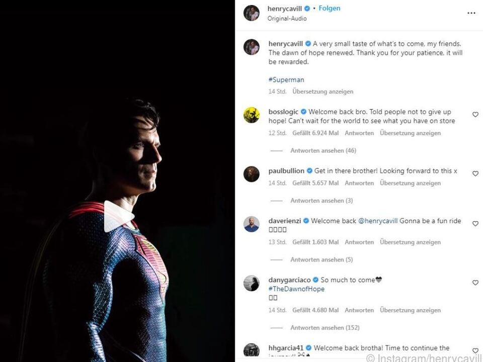 Cavill macht seine Fans auf Instagram neugierig