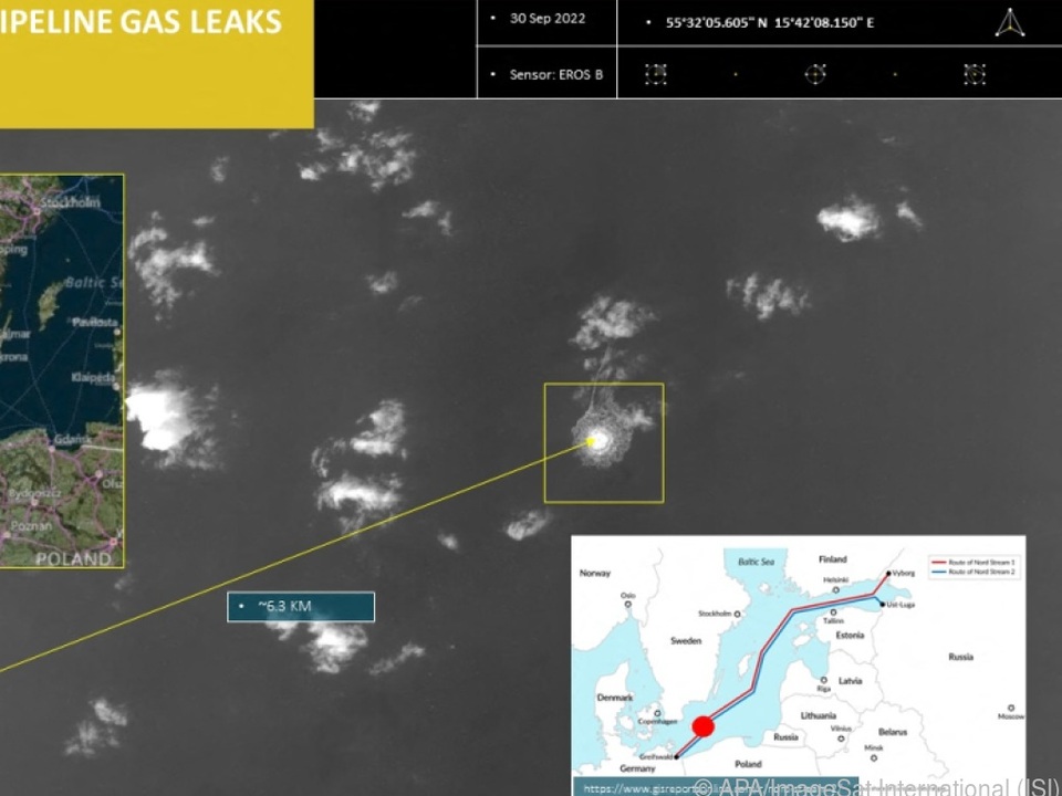 Zwei der Gaslecks auf Satellitenbildern vom 30. September