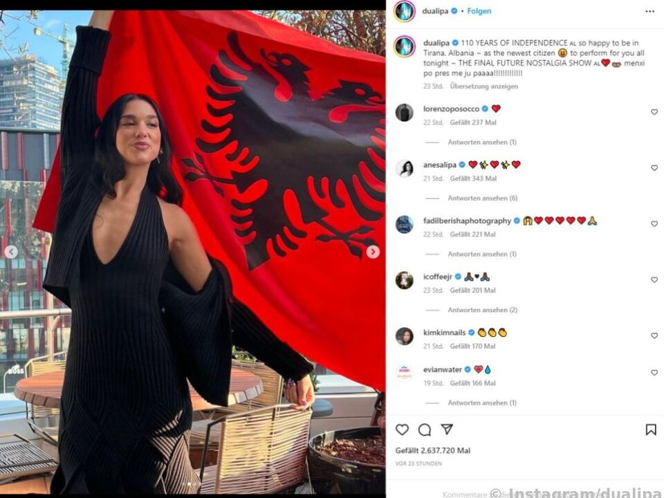 Dua Lipa nahm die albanische Staatsbürgerschaft an