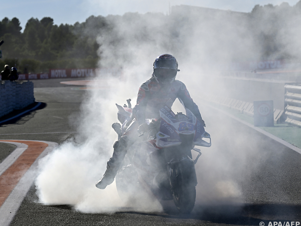 Der spanische Ducati-Fahrer Jorge Martin feiert einen MotoGP-Sieg