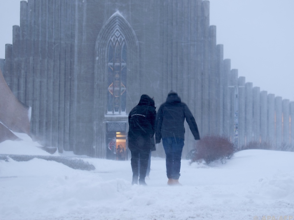 Der Sturm sorgte auch für viel Neuschnee in der Hauptstadt Reykjavik