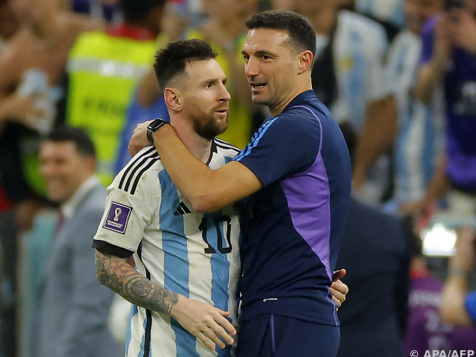 Die Chefs der Argentinier: Teamchef Scaloni und sein Star Messi