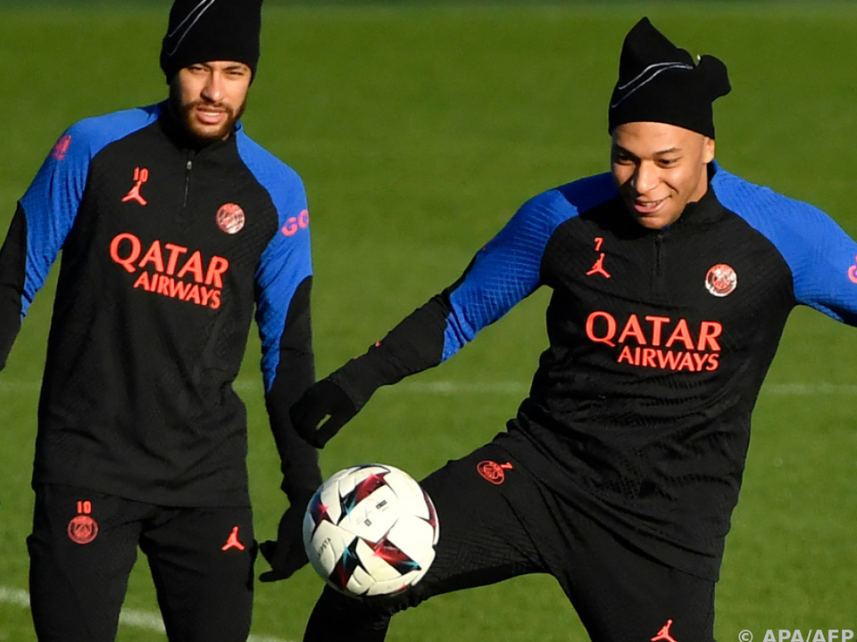 Neymar (l.) und Kylian Mbappe beim PSG-Training