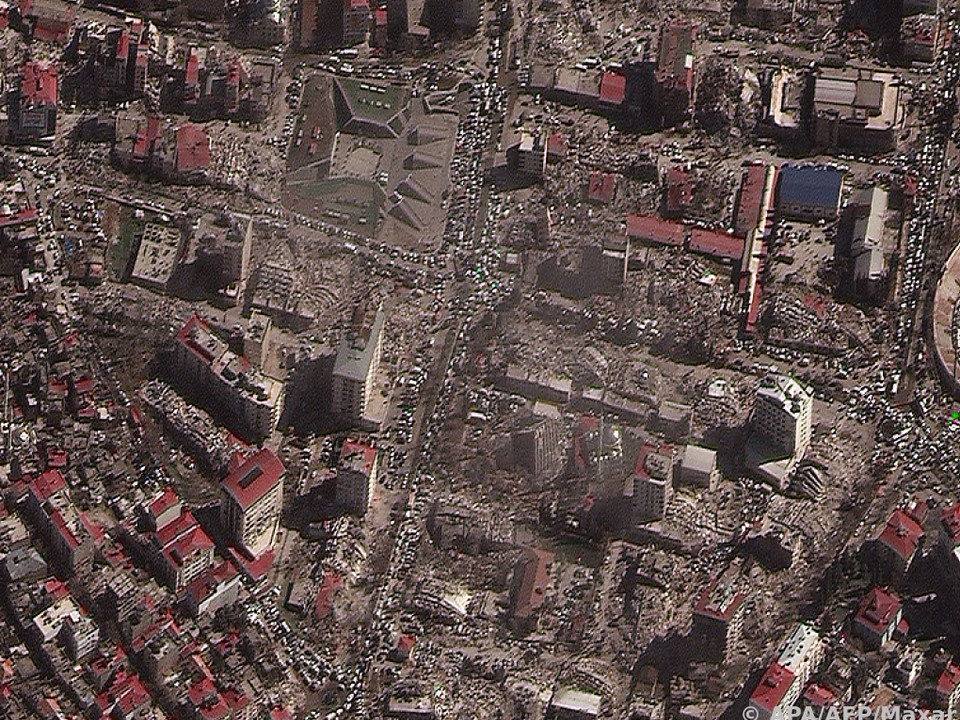 Luftaufnahme zeigt schwer getroffene Stadt Kahramanmaras