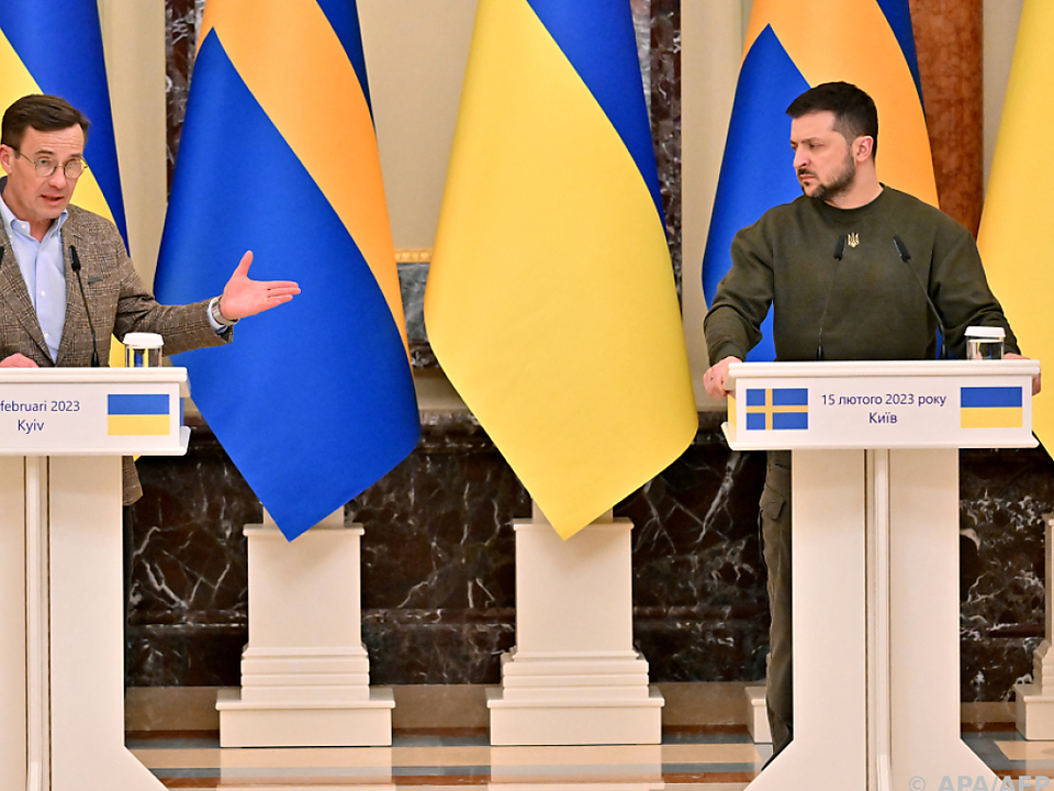 Schwedens Ministerpräsident Kristersson und der ukrainische Präsident
