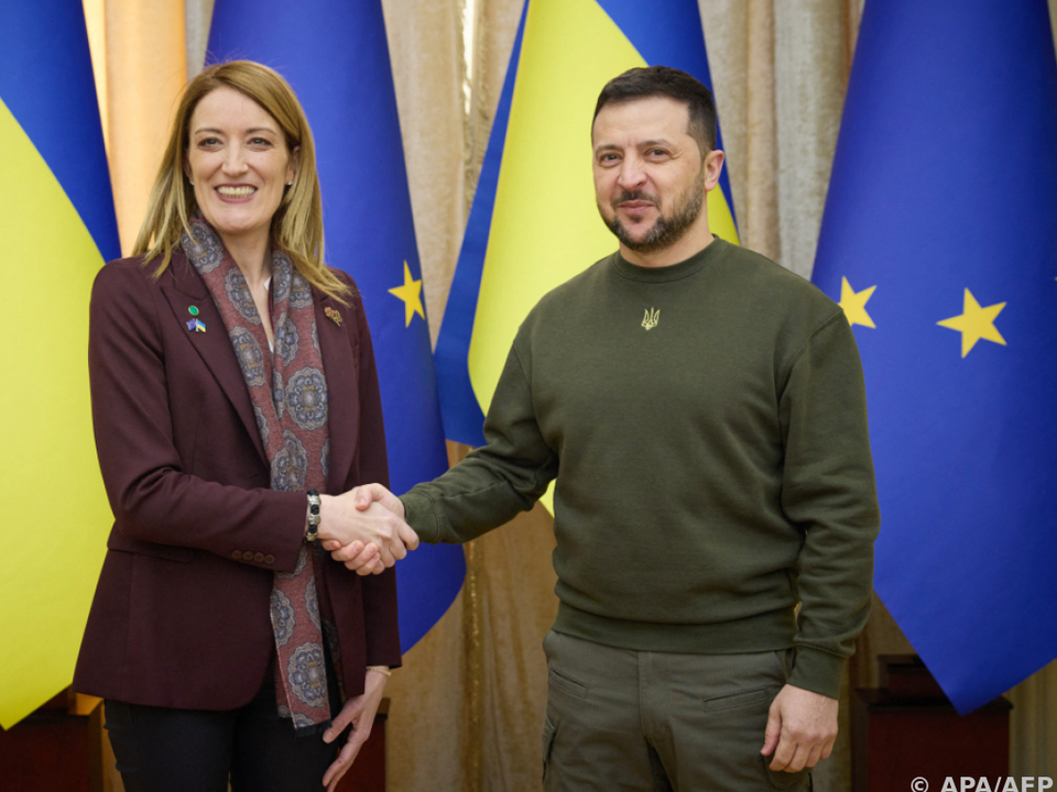 Ukrainischer Präsident traf EU-Parlamentspräsidentin Roberta Metsola