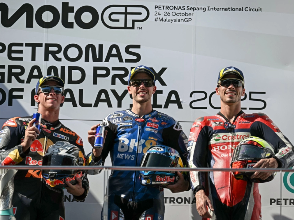 Das Siegerpodest der MotoGP in Sepang