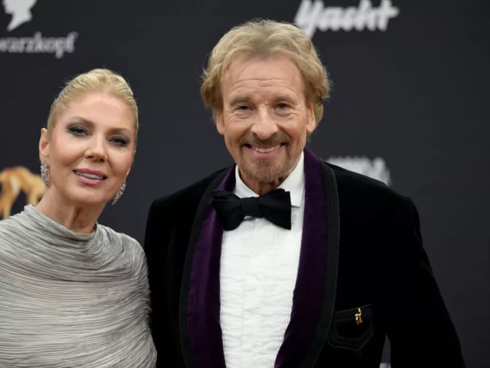 Der deutsche TV-Moderator Thomas Gottschalk und Ehefrau Karina