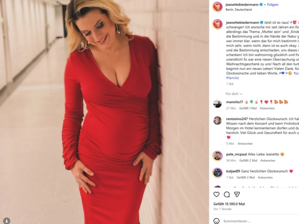 Jeanette Biedermann erwartet ihr erstes Kind